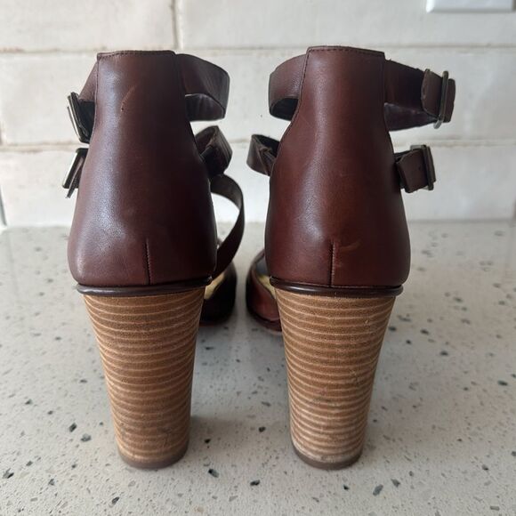 Lauren Ralph Lauren Octavia Brown Strappy Block Heel Sandals Open Toe Size 10 - Picture 3 of 12